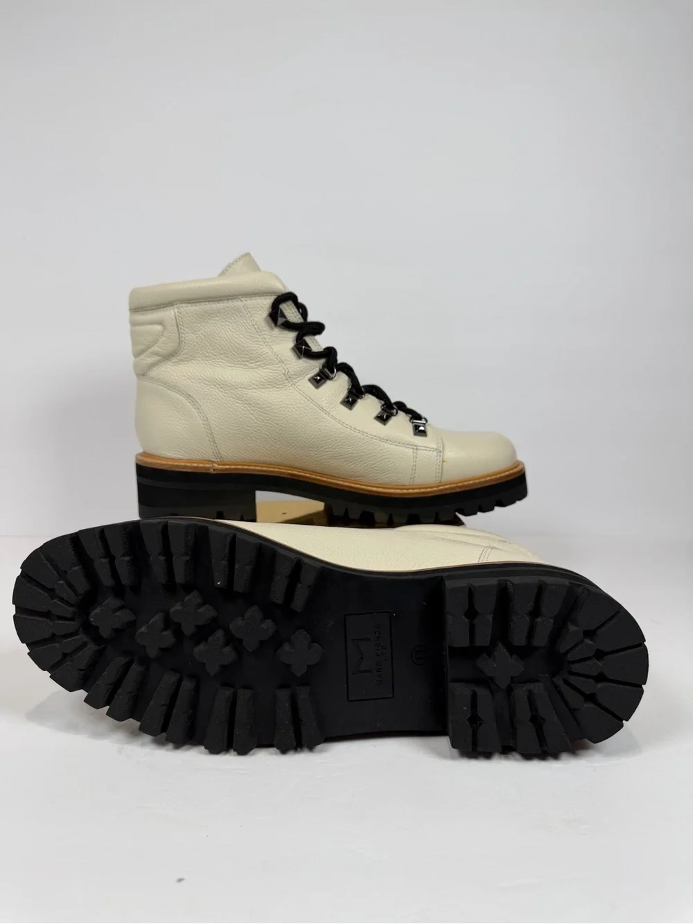Marc Fisher Men’s Cream‎ Leather Upper Interior-Stamped Boot 11M